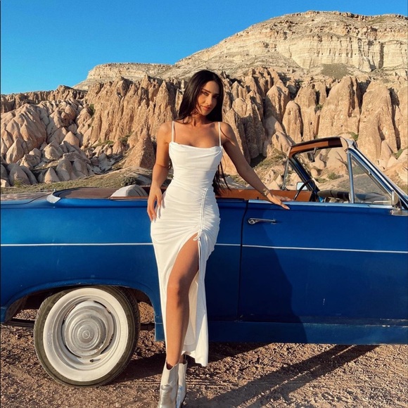 ZARA DRAPED MIDI DRESS - Picture 2 of 16